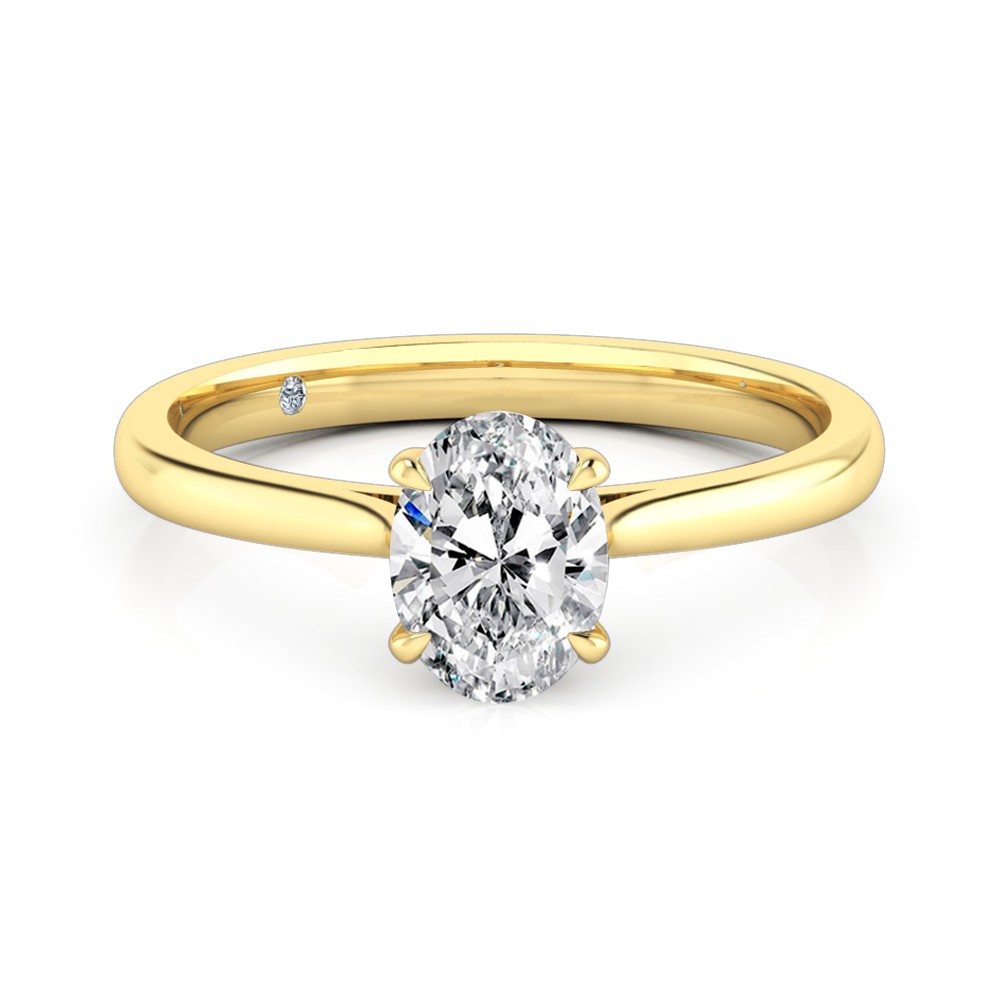 Oval Cut Solitaire Diamond Engagement Ring 18K Yellow Gold