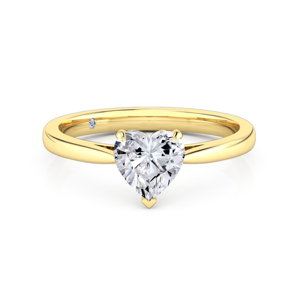 Heart Cut Solitaire Diamond Engagement Ring 18K Yellow Gold