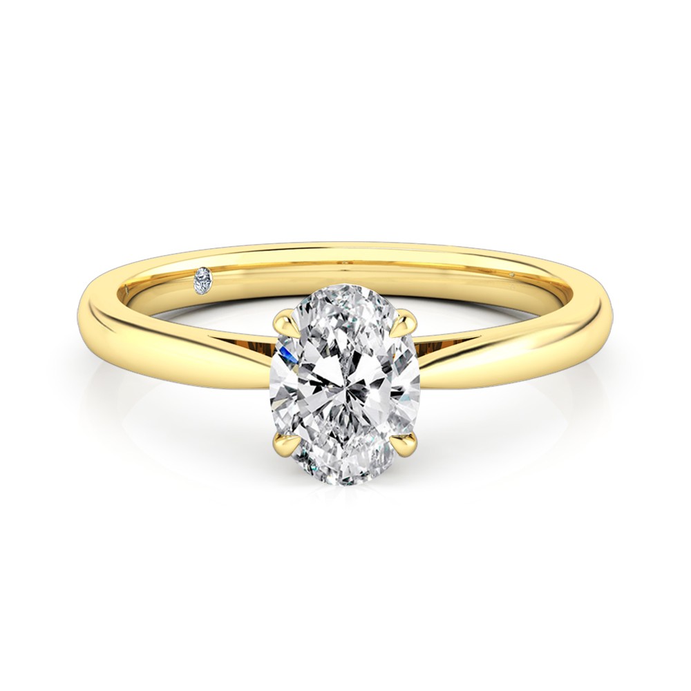 Oval Cut Solitaire Diamond Engagement Ring 18K Yellow Gold