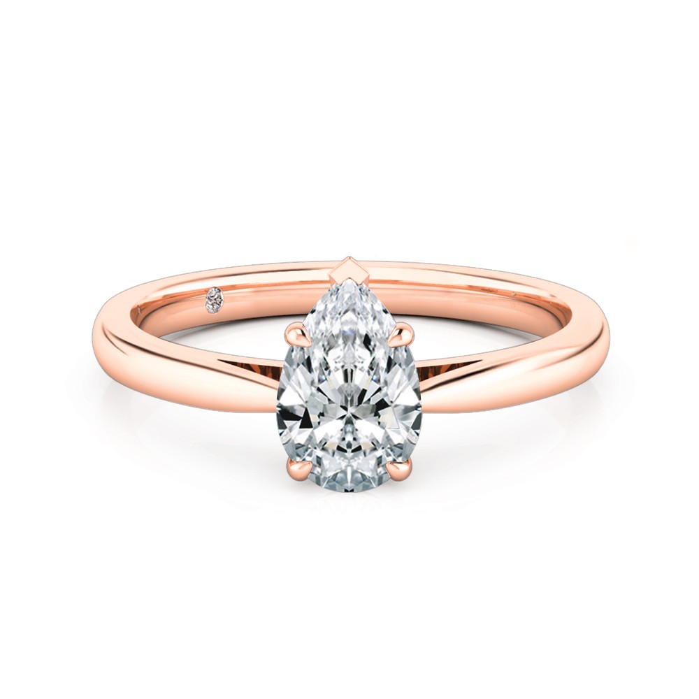 Pear Cut Solitaire Diamond Engagement Ring 18K Rose Gold