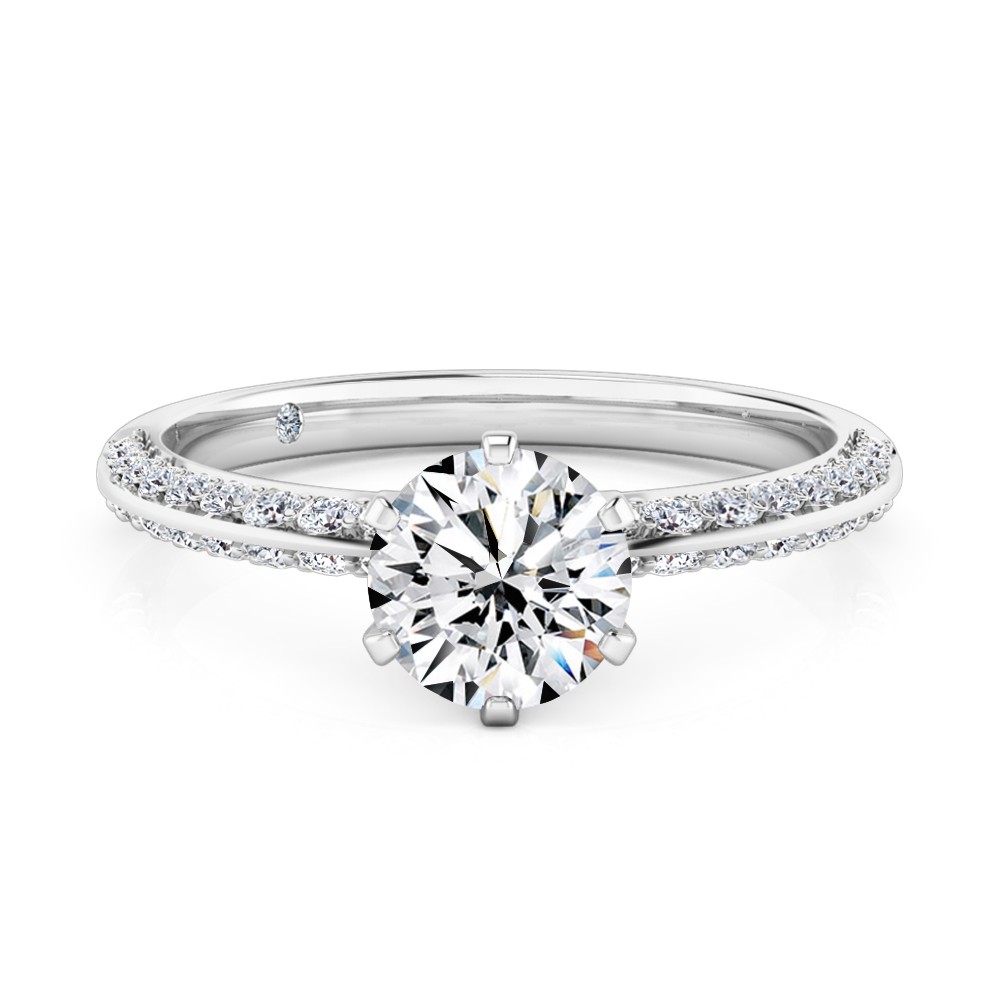 Round Cut Diamond Band Diamond Engagement Ring Platinum