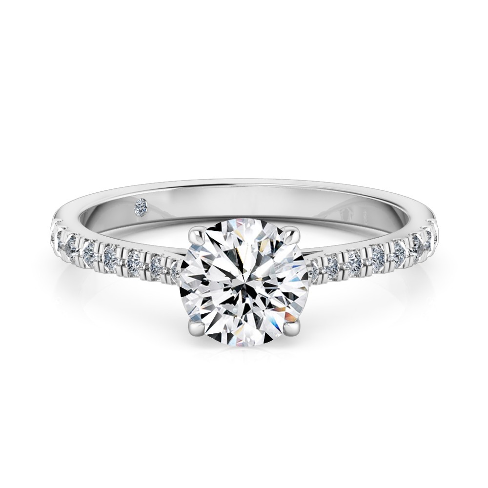 Round Cut Diamond Band Diamond Engagement Ring Platinum