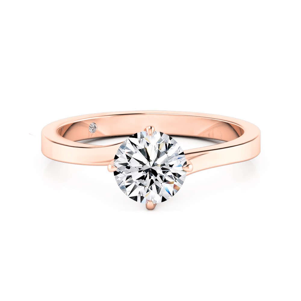 Round Cut Solitaire Diamond Engagement Ring 18K Rose Gold