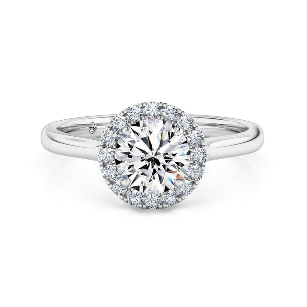 Round Cut Halo Diamond Engagement Ring Platinum