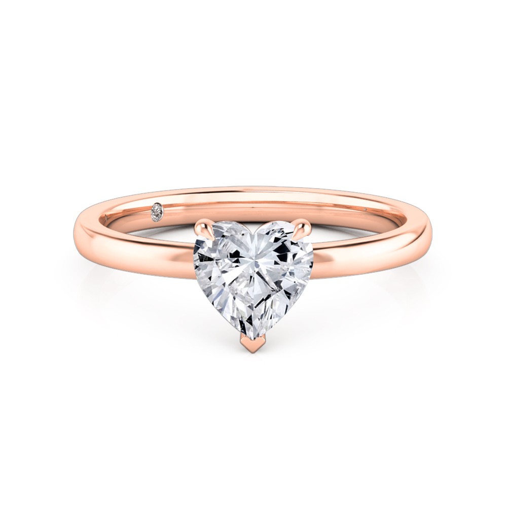 Heart Cut Solitaire Diamond Engagement Ring 18K Rose Gold