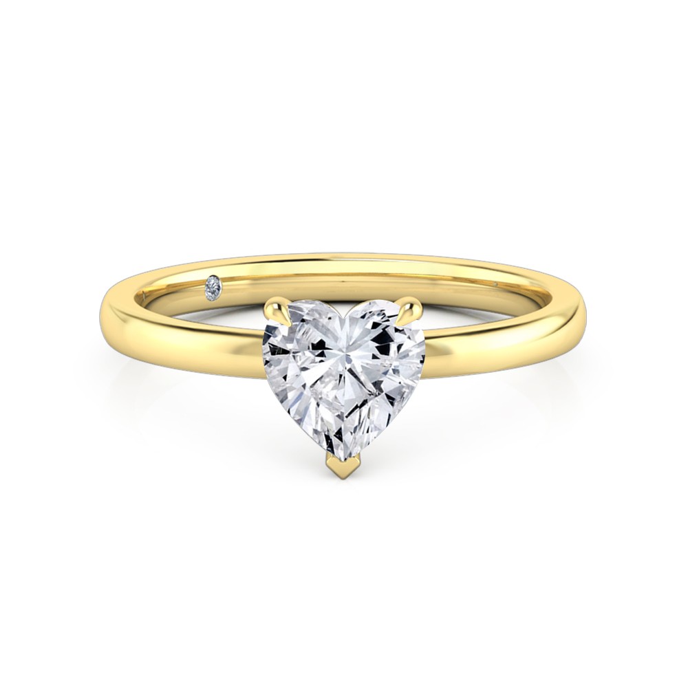 Heart Cut Solitaire Diamond Engagement Ring 18K Yellow Gold