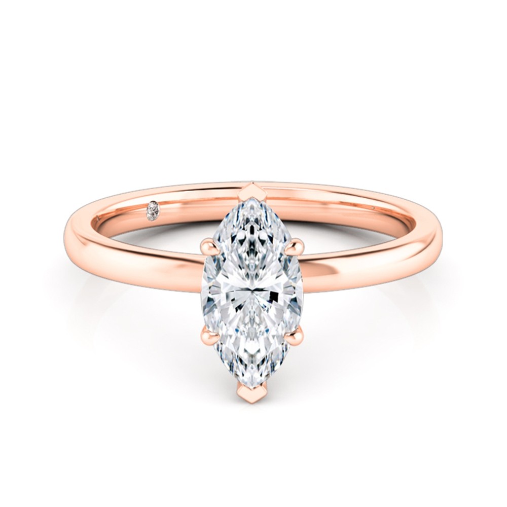 Marquise Cut Solitaire Diamond Engagement Ring 18K Rose Gold