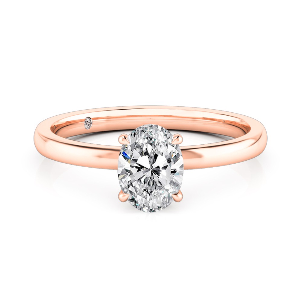 Oval Cut Solitaire Diamond Engagement Ring 18K Rose Gold