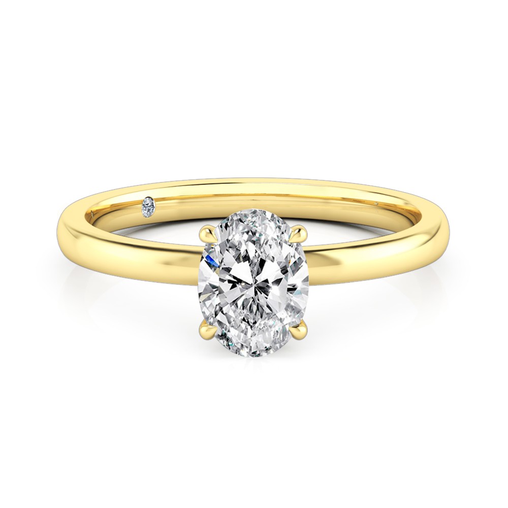 Oval Cut Solitaire Diamond Engagement Ring 18K Yellow Gold