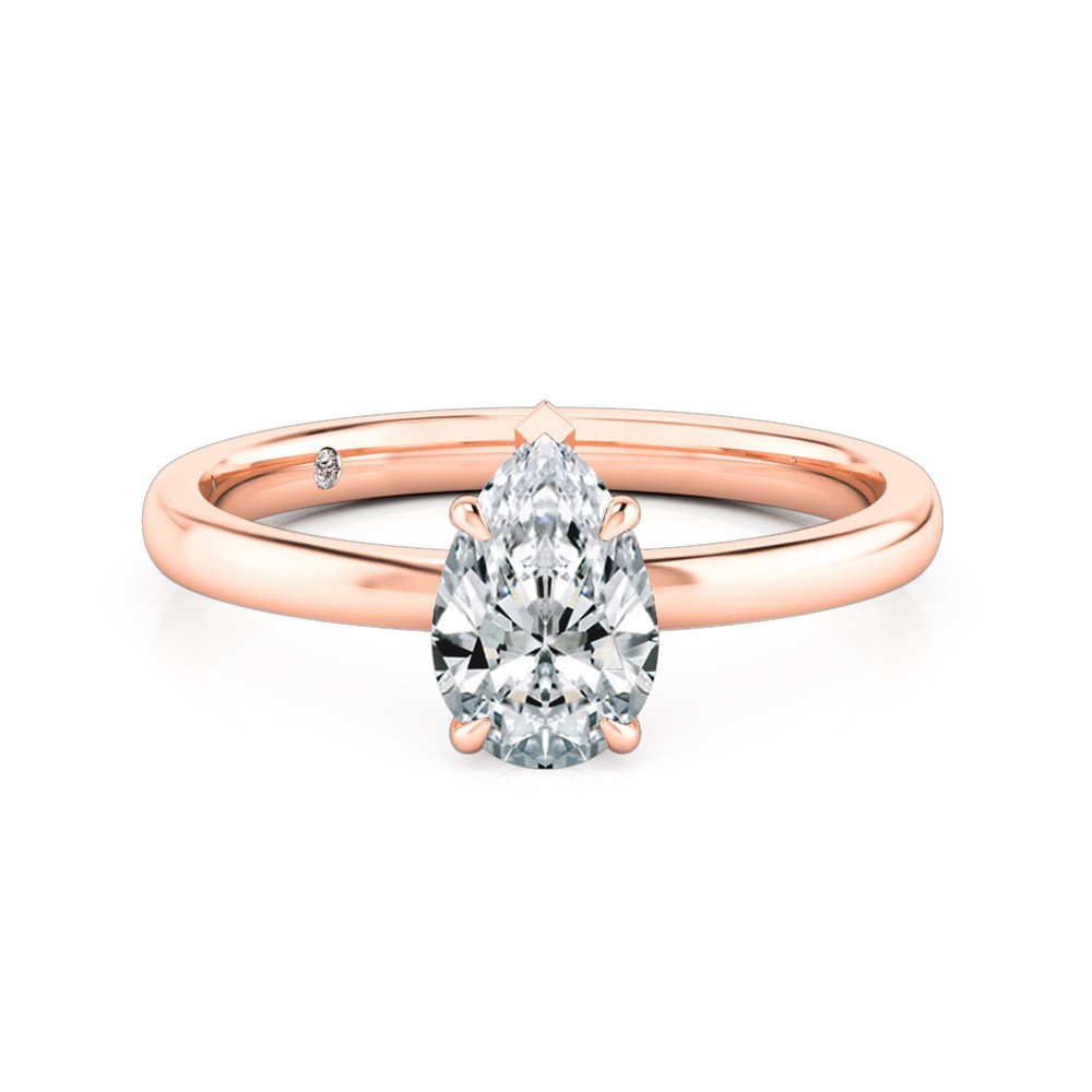 Pear Cut Solitaire Diamond Engagement Ring 18K Rose Gold