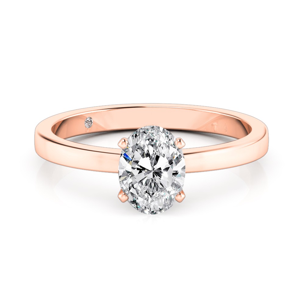 Oval Cut Solitaire Diamond Engagement Ring 18K Rose Gold