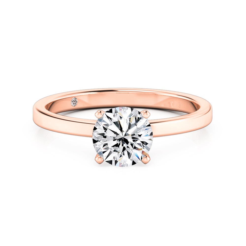 Round Cut Solitaire Diamond Engagement Ring 18K Rose Gold