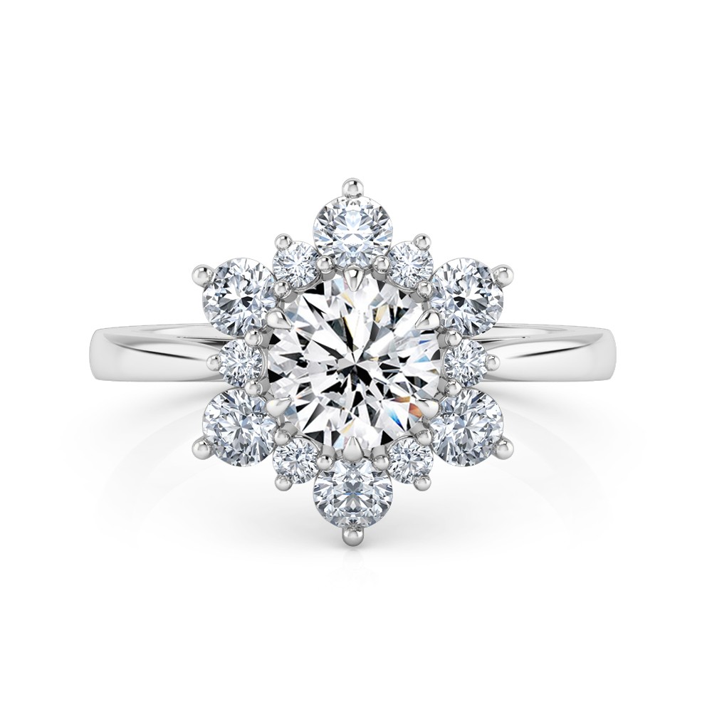 Round Cut Halo Diamond Engagement Ring Platinum