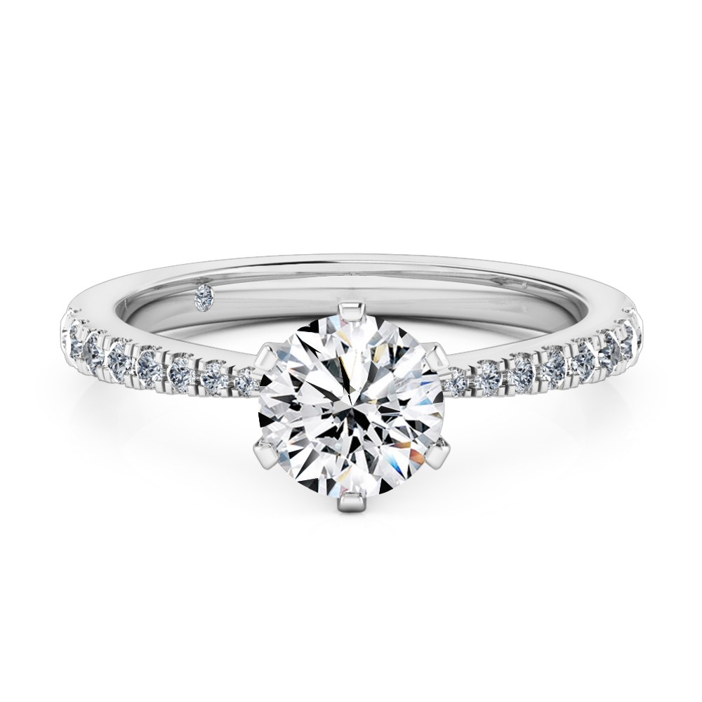 Round Cut Diamond Band Diamond Engagement Ring Platinum