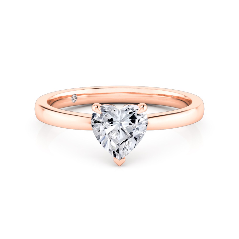 Heart Cut Solitaire Diamond Engagement Ring 18K Rose Gold