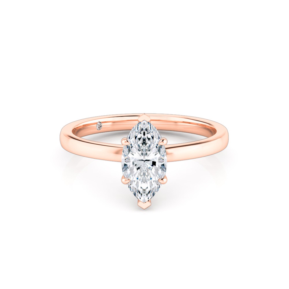 Marquise Cut Solitaire Diamond Engagement Ring 18K Rose Gold