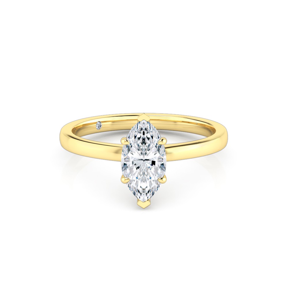 Marquise Cut Solitaire Diamond Engagement Ring 18K Yellow Gold