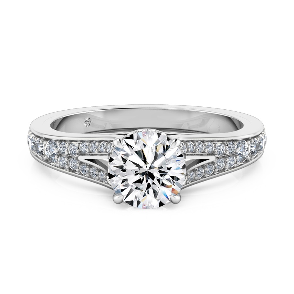 Round Cut Diamond Band Diamond Engagement Ring Platinum